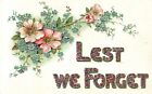 Vintage Postcard Lest We Forget Letter Petals Forget Me Nots Flower Bouquet