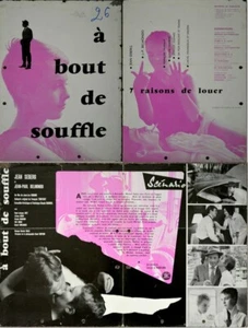 Belmondo Jean Seberg A BOUT DE SOUFFLE Jean-Luc GODARD 1960 MANUEL 24x31 4p - Imagen 1 de 2