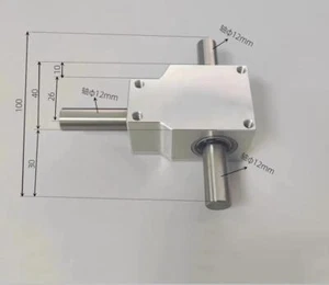 Small reduction ratio 1:1 double output shaft 12mm 90 degree commutator corner j - Picture 1 of 14