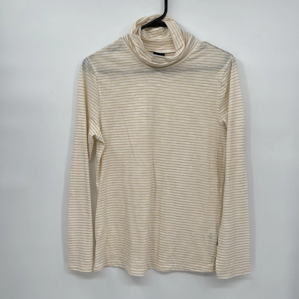 Camisa Patagonia Feminina Pequena Listrada Amarela Gola Alta Blusa Elástica - Imagem 1 de 4