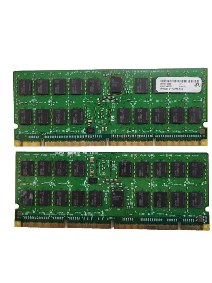Lote de 2 memorias RAM HP A9843-60301 1GB PC2-4200 DDR2-533MHz ECC registradas Foto 1 de 4