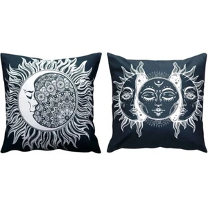 4 Throw Pillow Covers 2 Sets of 2 Sun And Moon Bohemian Style Double Sided Print - Picture 1 of 7