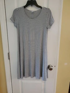  Old Navy Size XS Black & White Striped Babydoll Dress Short Sleeve Soft Knit - Picture 1 of 6