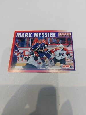 Mark Messier 91/92 1000 Point Club card #373 Score American Edmonton Oilers   - Image 1 of 2