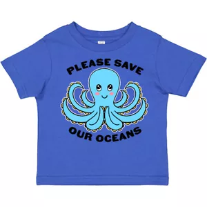 Inktastic Please Save Our Oceans With Praying Cute Octopus Toddler T-Shirt Month - Picture 1 of 7