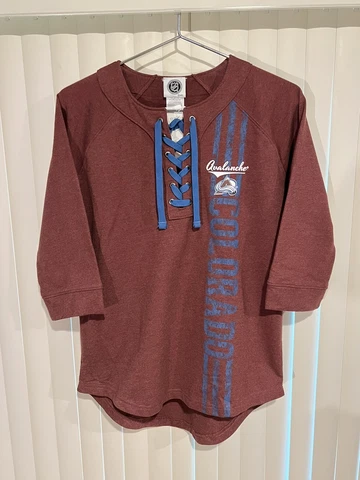 Colorado Avalanche 3/4 Sleeve Jersey Style Pullover Women's Small NWT Cover
