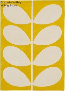 Yellow Leaf Hand Tufted Wool Handmade Area Rug Carpet for Home, Living, Any Room - Picture 1 of 4