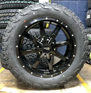 20x9 Moto Metal MO970 Black Wheels 2755520 32 AT Tires 5x5.5 Dodge Ram 1500 TPMS - Picture 1 of 3