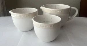 3 Kitchenaid Mixing Bowls 2 Qt, 1.5 Qt, 1 Q Chip Resistant Ceramic White & Beige - Picture 1 of 19