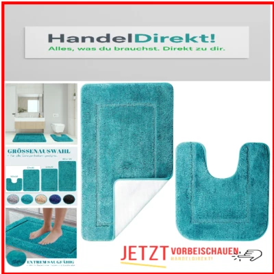 Mikrofaser Badematte 2er Set | Rutschfest & Wasserabsorbierend | Türkis - Bild 1 von 4
