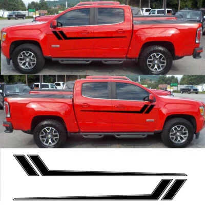 2x Sport Matte Black Side Door Fender Hockey Stripe Sticker For Chevy Colorado Foto 1 de 4