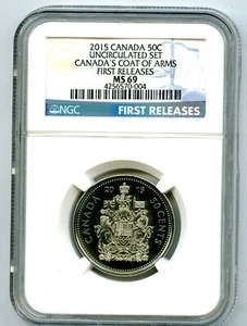 2015 CANADA 50 CENT HALF DOLLAR NGC MS69 FIRST RELEASES... SUPER RARE !! - Picture 1 of 2