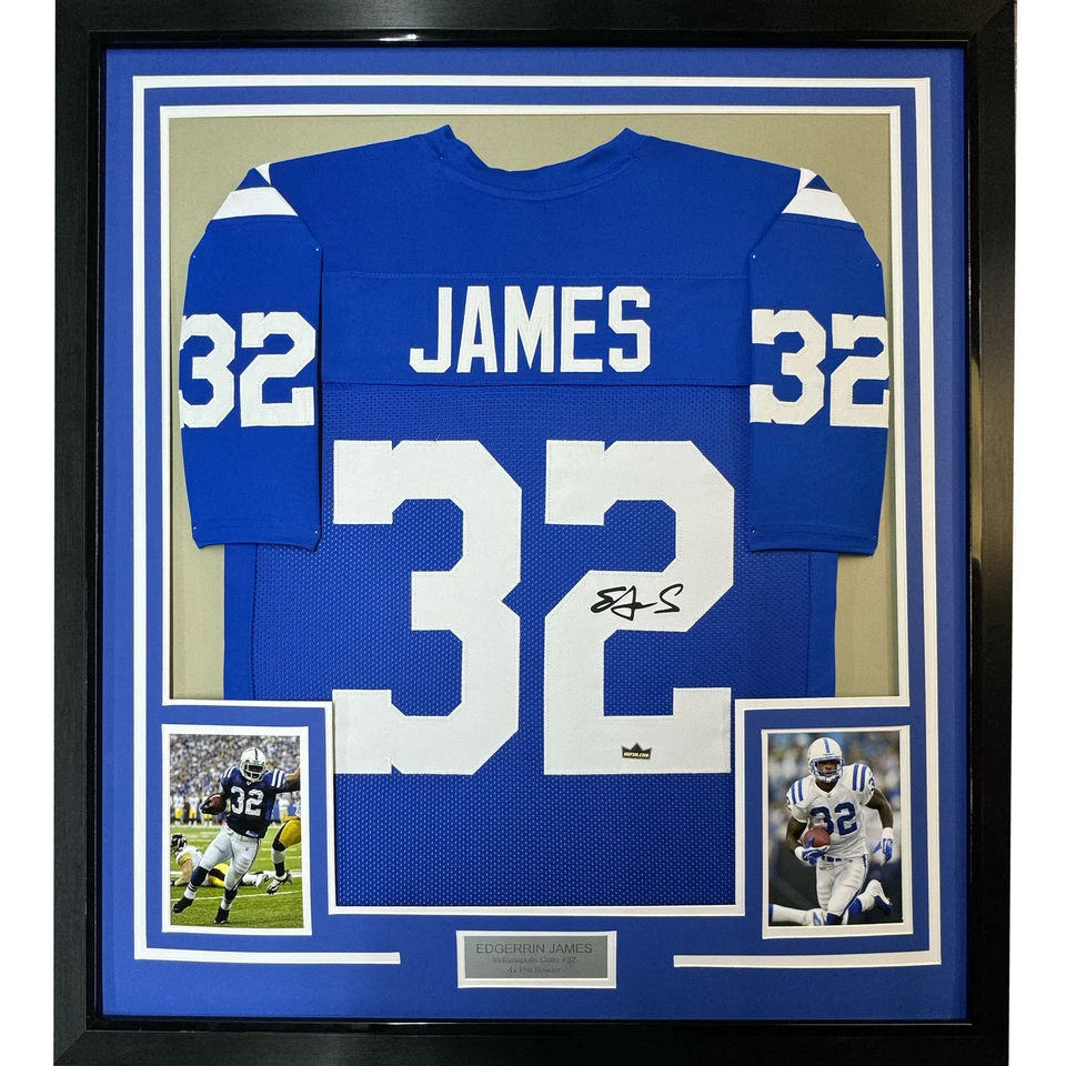 Футболка в рамке факсимильная с автографом Эдгеррина Джеймса 35x39 перепечатка Индианаполиса - Изображение 1 из 2