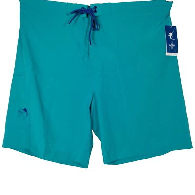 Baús de natação masculinos Guy Harvey XXL azul marinho caribenho desempenho elástico UPF 50+ - Imagem 1 de 4