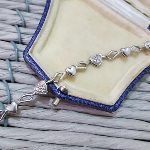 925 Sterling Silver Bracelet, Tennis Bracelet, Natural Small Diamonds Bracelet - Picture 1 of 6