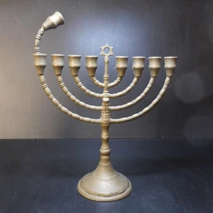 Chandelier candélabre hébreu MENORAH bronze vintage religion judaïsme N7753  - Imagen 1 de 12