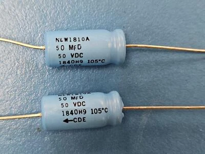CORNELL DUBILIER (2 PCS) NLW1810A Aluminum Electrolytic Cap 50uF 50V 20% 105°C Axial ROHS