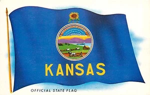 Postal Oficial Bandera Estatal de Kansas KS Tarjeta Vintage Secretario Elwill M Shanahan - Imagen 1 de 1