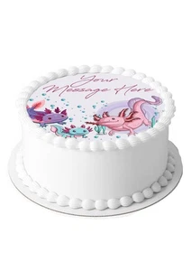 Glaseado comestible animal axolotl adorno de pastel personalizado para decoración circular de 7-8" - Imagen 1 de 9