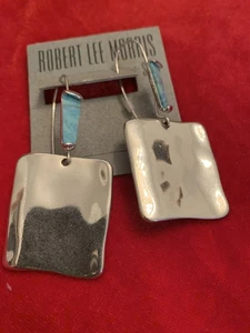 RLM Robert Lee Morris SOHO Earrings Textured Sculptural Dangle Silver Chunky big - Picture 1 of 5