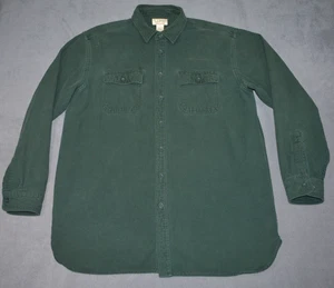 LL Bean Chamois Cloth Flannel Shirt Mens XLT Tall Green Button Up Heavy Cotton - Picture 1 of 7