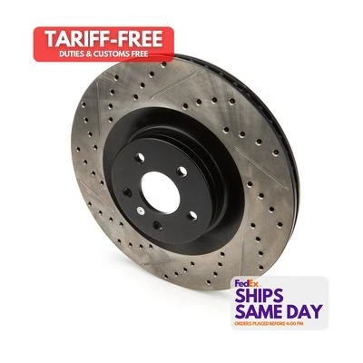 Stoptech 127.61124R, One Sport Drilled/Slotted Br ake Rotor Iron Black Performan - Image 1 of 4