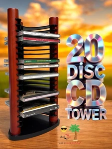 Vintage Atlantic 20 Disc CD Tower futuristische Holzsäule mit Kunststoffregalen - Bild 1 von 9