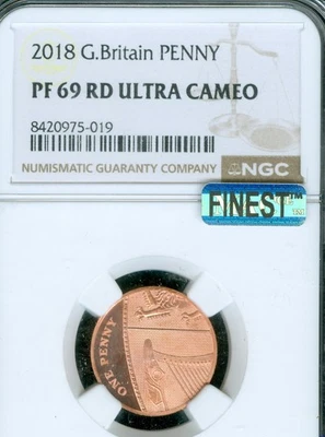 2018 GREAT BRITAIN PENNY NGC PF69 UCAM RD MAC FINEST & SPOTLESS MINTAGE 5,000 . - Image 1 of 2