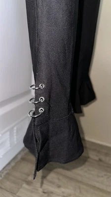 Nanette Lepore Women Gothic Pants 12 Black Mid Rise Straight Flutter Hem Leg - Image 1 of 4