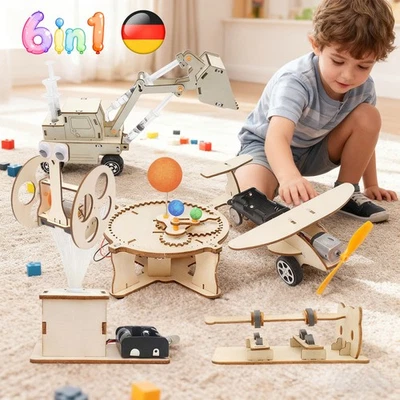 Wooden Technology Building Kit Kids STEM MINT Learning Toy DIY Gifts DE - Image 1 of 4