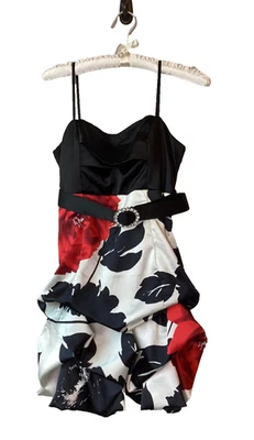 Vestido Y2K Jodi Kristopher Talla 9 Sin Mangas Tirantes Negro Rojo Blanco Falda Burbuja Foto 1 de 4