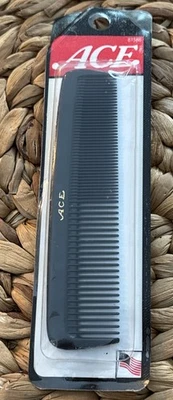 Peine de bolsillo de goma dura ACE genuino vintage 2002 5" negro EE. UU. 61586 NUEVO Foto 1 de 4