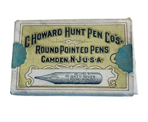 Antique C Howard Hunt Pen Tips Round Pointed Nibs in Box #67 NOS 70+ Nibs - Picture 1 of 11