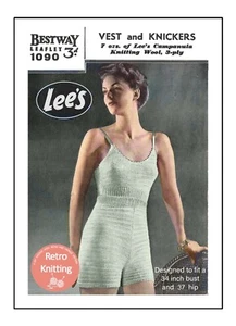 1940's Camisole Vest and Knickers Vintage Knitting Pattern Bust 34 Hip 37 - Picture 1 of 2