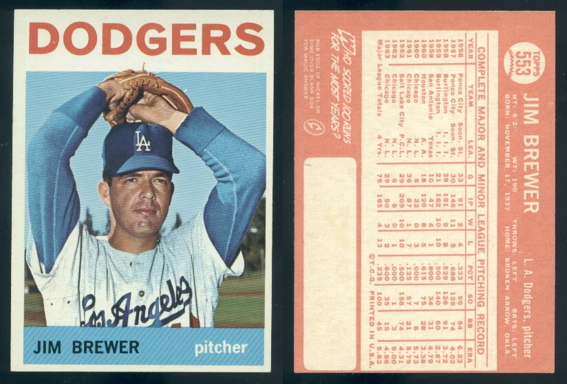 (50233) 1964 Topps 553 Jim Brewer Dodgers-EM - Image 1 of 1