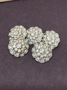 Vintage Rhinestone Shank Buttons Round Raised Set of 5 - Picture 1 of 9