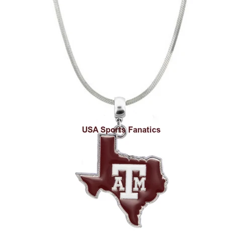 NCAA Texas A&M Aggies Logo State Pendant Necklace On 925 Snake Chain Cover