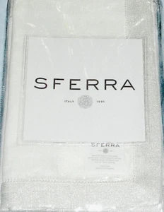 Sferra Filetto Linen Dinner Napkins White/Silver Sparkle Border 20x20" SET/4 New - Picture 1 of 6
