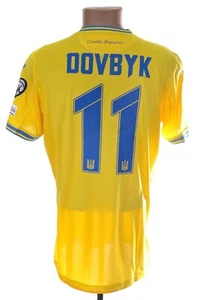 UKRAINE MATCH WORN ISSUE 2023/2024 HOME FOOTBALL SHIRT L #11 DOVBYK - Bild 1 von 4