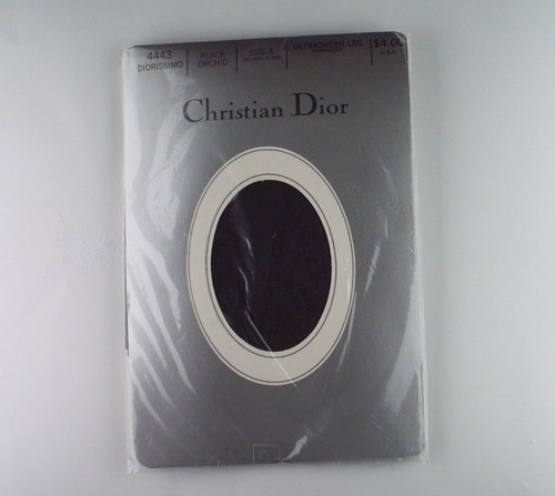 Collant Christian Dior gamba ultra trasparente piede di sandlefoot taglia 4 orchidea nera