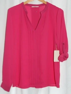 NWT! 41Hawthorn "Breyson Pleated Tab Sleeve Blouse" Pink; Medium - Picture 1 of 6
