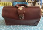 Vintage Brown Leather Briefcase Document Bag Satchel. Retro Luggage. 