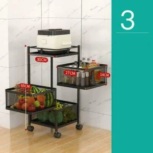 Estante de almacenamiento 3 capas cocina giratorio estante de verduras carros de servir hogar - Imagen 1 de 5