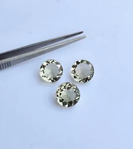 Round Cut Shape Natural Green Amethyst Gemstone, 3 Ps Lot, 16.30 Ct, 12 MM Size. - Picture 1 of 12