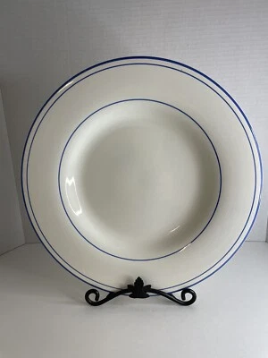 Pottery Barn Marina 12" Cuencos de Pasta Blanco Azul Rayas Bandas 1 Juego de 2 Cuencos Foto 1 de 4