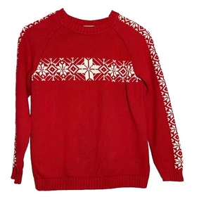 HANNA ANDERSSON Fair Isle Sweater Unisex Kids Size 10/140 Holiday Red Pullover - Picture 1 of 8