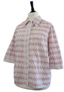 Vintage 1970s Blouse Lace Trim 3/4 Length Sleeves Hippy Boho MOD Retro Top 14 - Picture 1 of 5