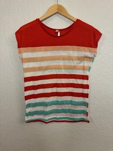 T-shirt Color Story a righe giallo, rosso, verde acqua e grigio - taglia media - Foto 1 di 6