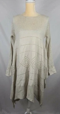 Vertigo Women's Cream Crochet Angora Blend Minimalist Designer Dress sz L - Image 1 of 4