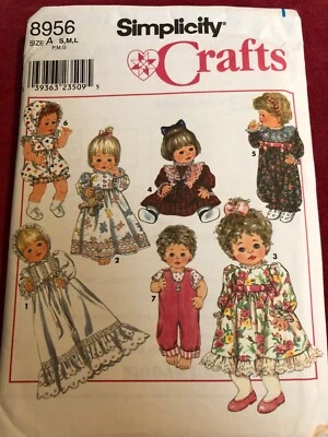 🌼 SIMPLICITY #8956 - CUTE 12"-14" & 16"-18" & 20"-22" DOLL CLOTHING PATTERN FF - Image 1 of 2
